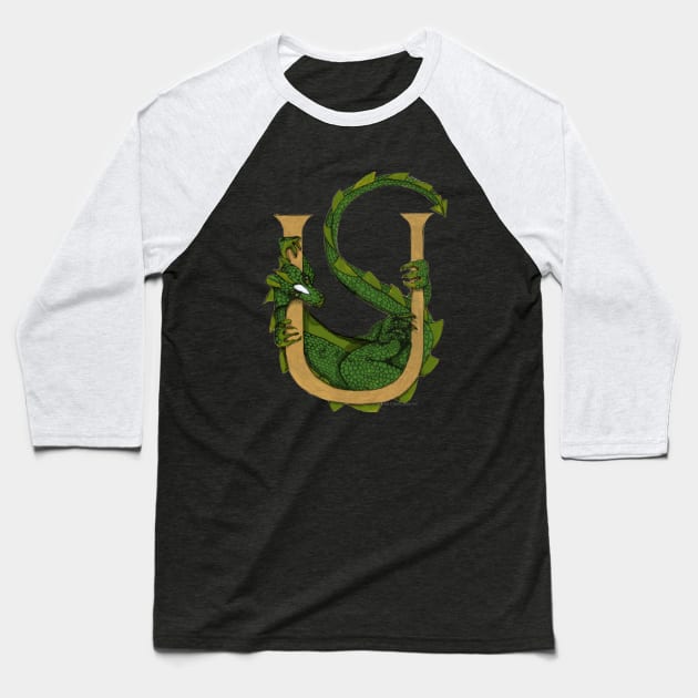 Green Dragon Letter U 2023 Baseball T-Shirt by Donnahuntriss